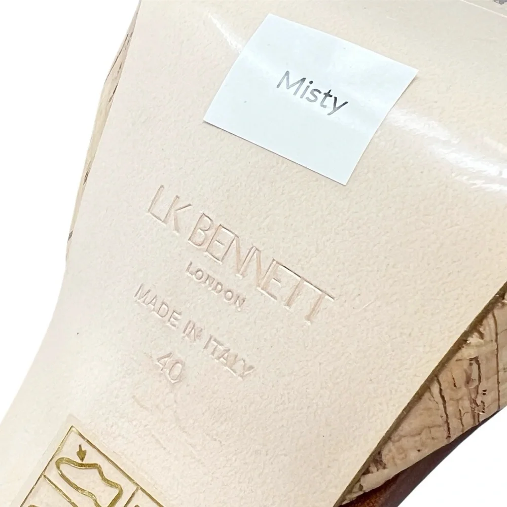 L.K. Bennett Misty Tan Leather and Cork Platform Sandals Euro Size 40 New NWT